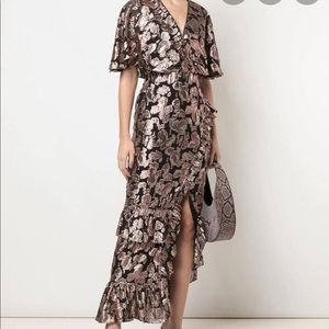 Metallic print maxi dress